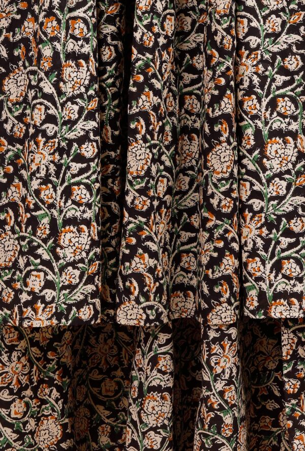 Black And Beige Kalamkari Cotton Kurta - Image 2