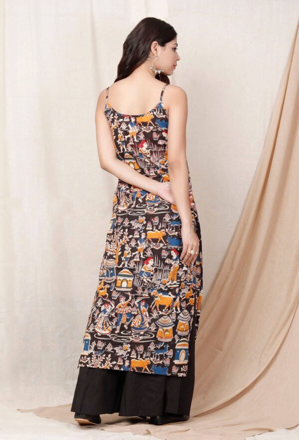 Black Print Kalamkari Slip Kurta - Image 2