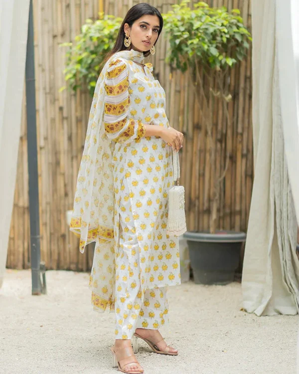 Women Golden Buta Suit Set - Image 4