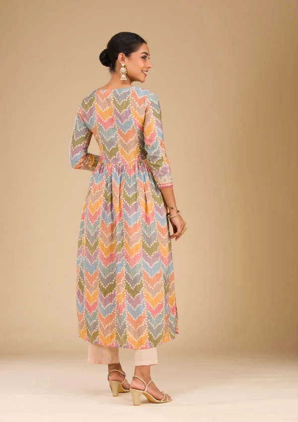 Women Multi Zariwork Semi Crepe Readymade Salwar Suit - Image 6