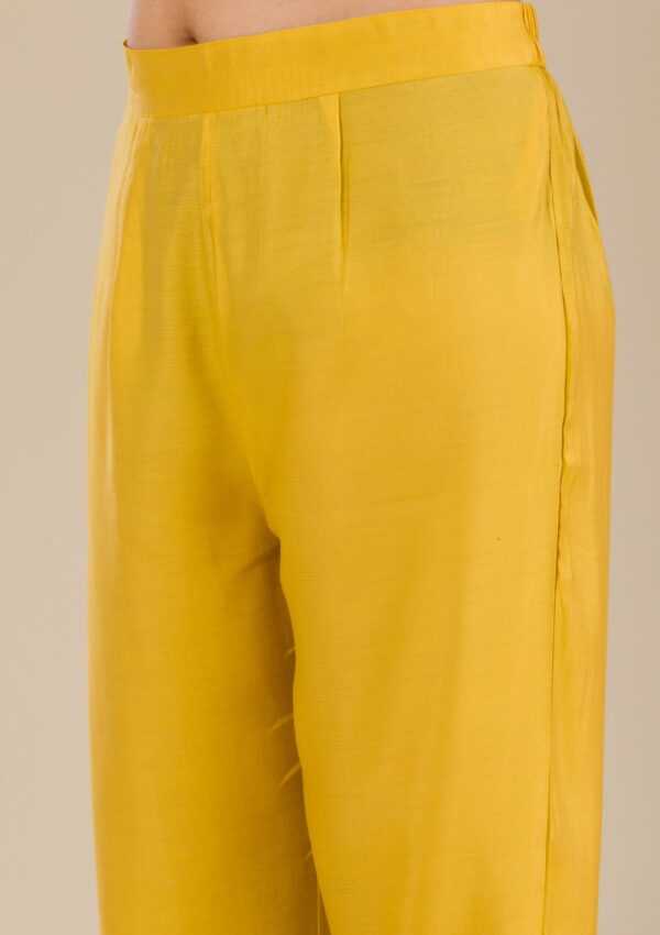 Women Yellow Zariwork Semi Crepe Readymade Salwar Suit - Image 3