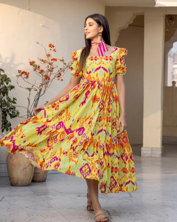 Women Multicolour Ikat Dress - Image 5