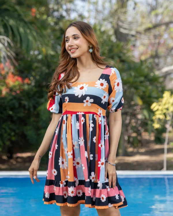 Women Multicolour Animated Floral Dress - Image 2