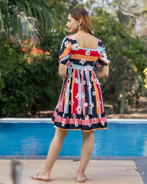 Women Multicolour Animated Floral Dress - Image 3