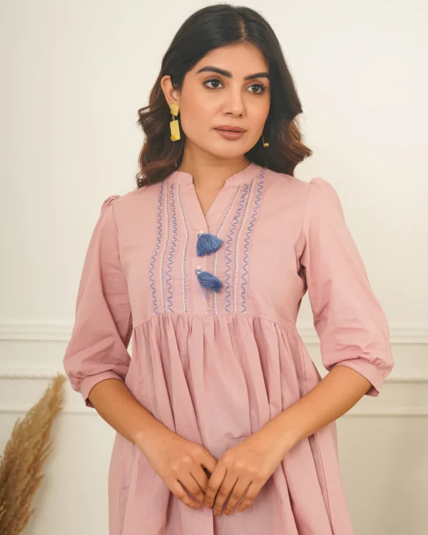Women Dusty Pink Handstitch Detail Top - Image 5